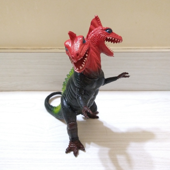 Vintage 1980's Two Headed Dragon Dinosaur Figure 8.5" Dino PVC Vinyl - Picture 2 of 4